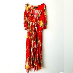 ICONS Cha Cha Red Floral Print Wrap Dress